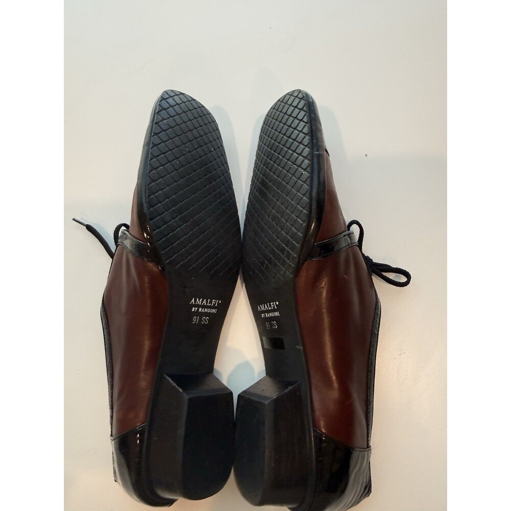amalfi by rangoni Two Tone Burgundy Patent Leather Oxford Women’s Shoes Sz 9 - Picture 5 of 5